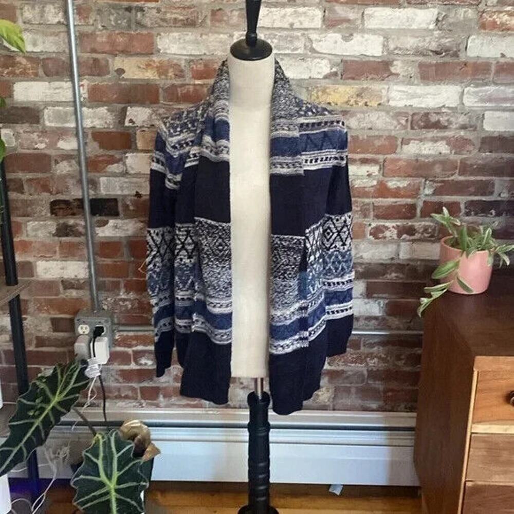 Forever 21 Blue an White Striped Pattern Open Cardigan Size S